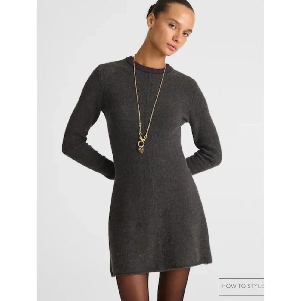NWT Madewell Southgate Sweater Dress Mini Long Sleeve Black S - Picture 11 of 13